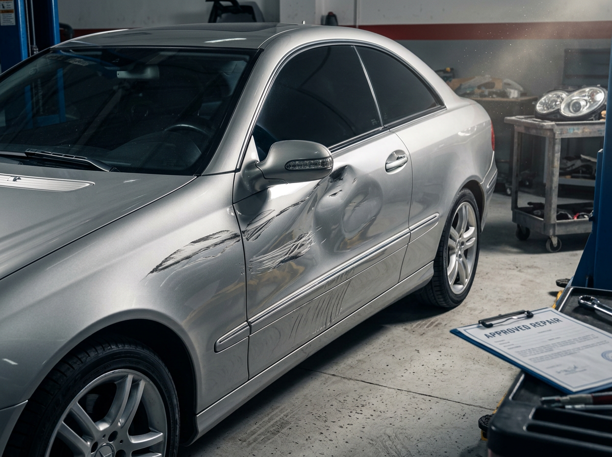 Mercedes door repair before repair